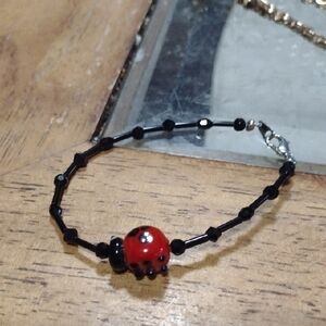 Ladybug Charm Bracelet in Red and Black